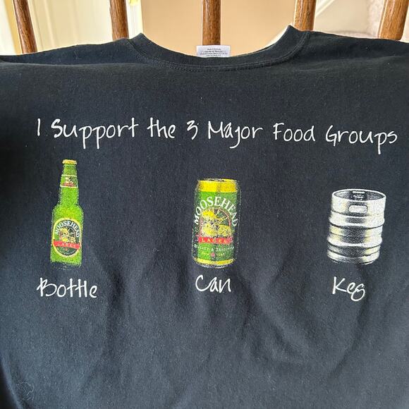 I Support the 3 Major Food Groups  Bottle Can Keg Black T Shirt Mem's Small - Picture 8 of 8